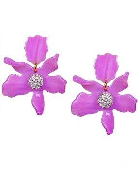 Lele Sadoughi lilac violet crystal lilly statement earrings